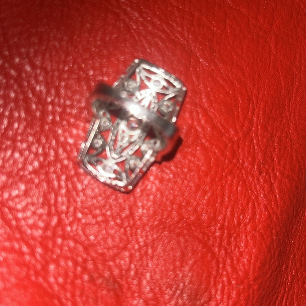 925 Sterling ‘Marcasite’ Rectangular Ring 7 - image 3